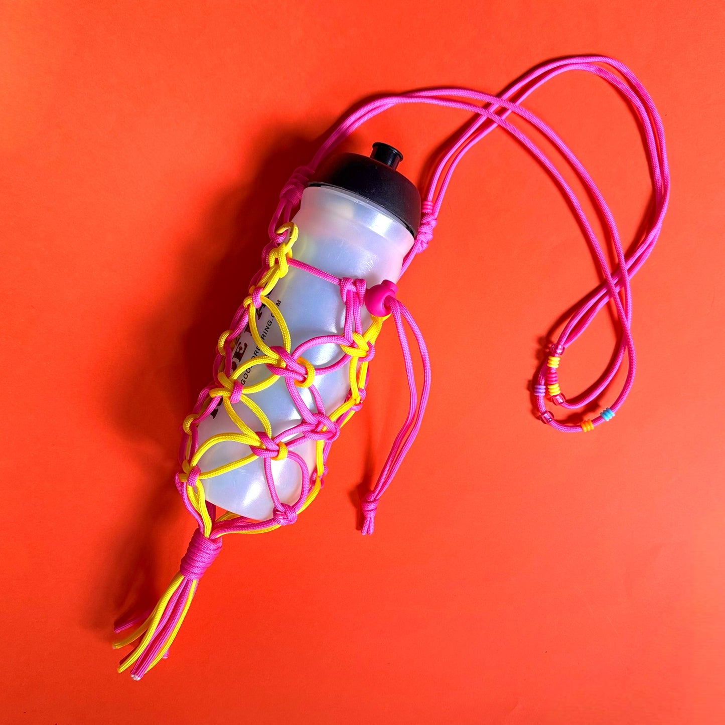 Macrame para cord bottle bag pink yellow