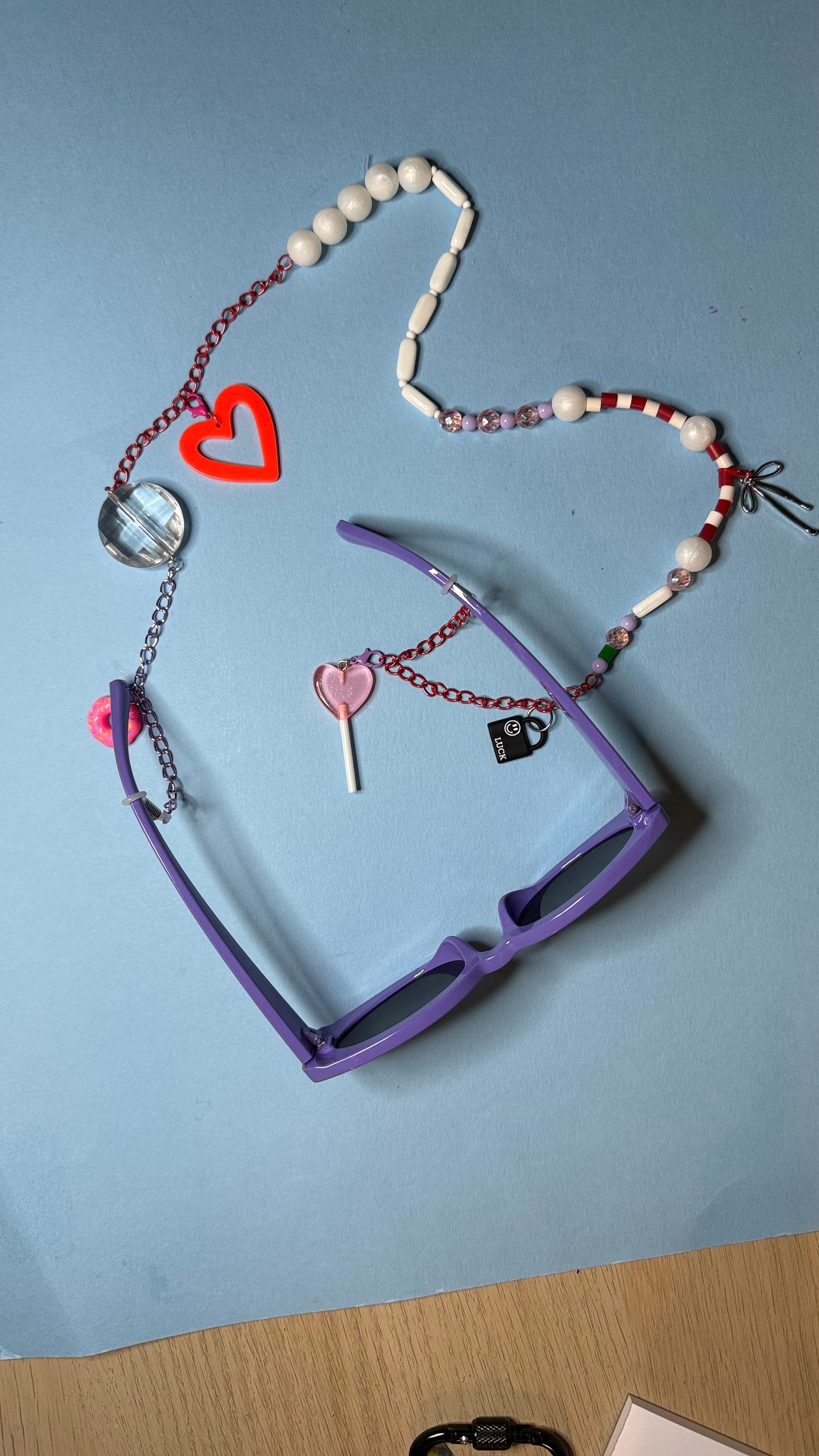 Glasses charm chain heart lollypop
