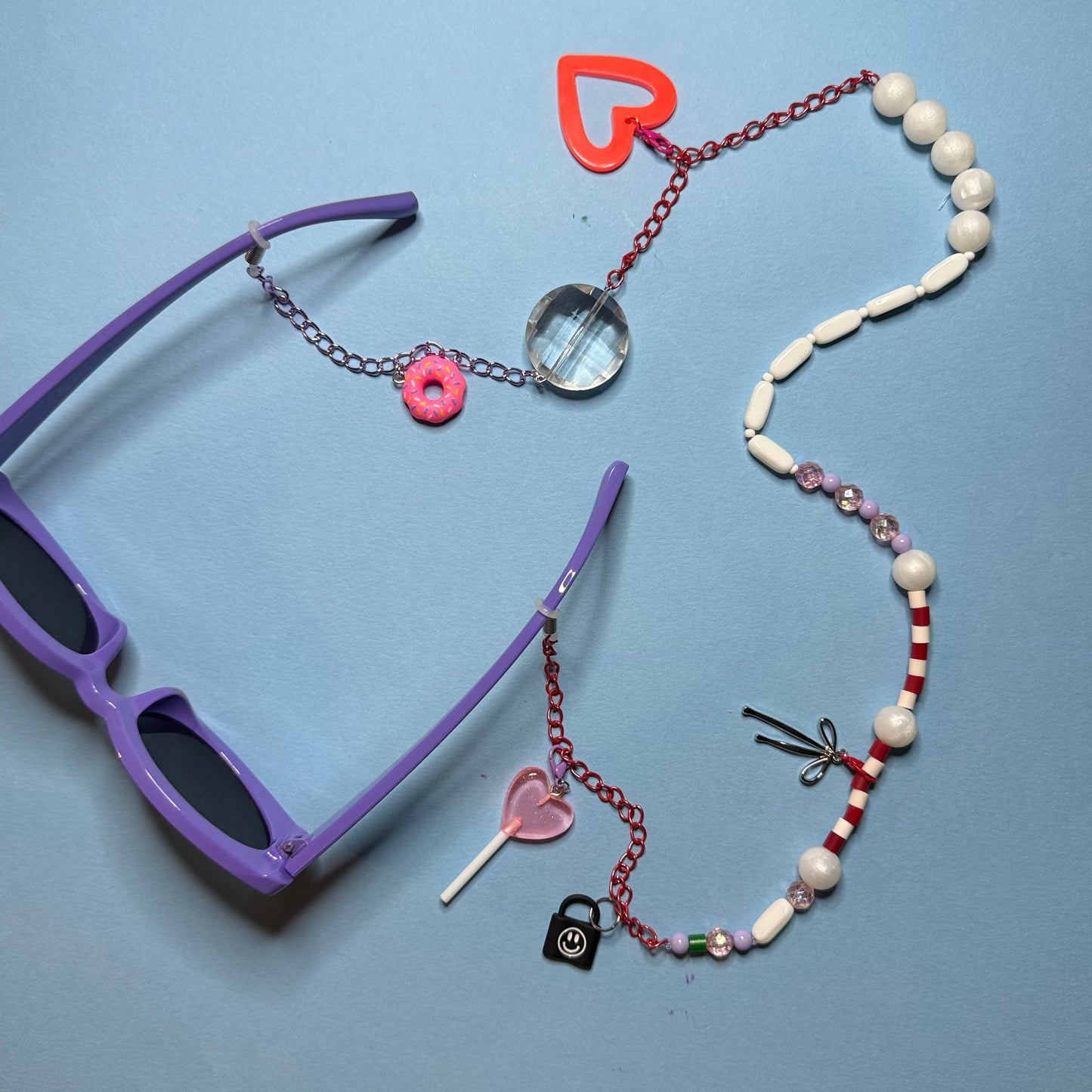 Glasses charm chain heart lollypop