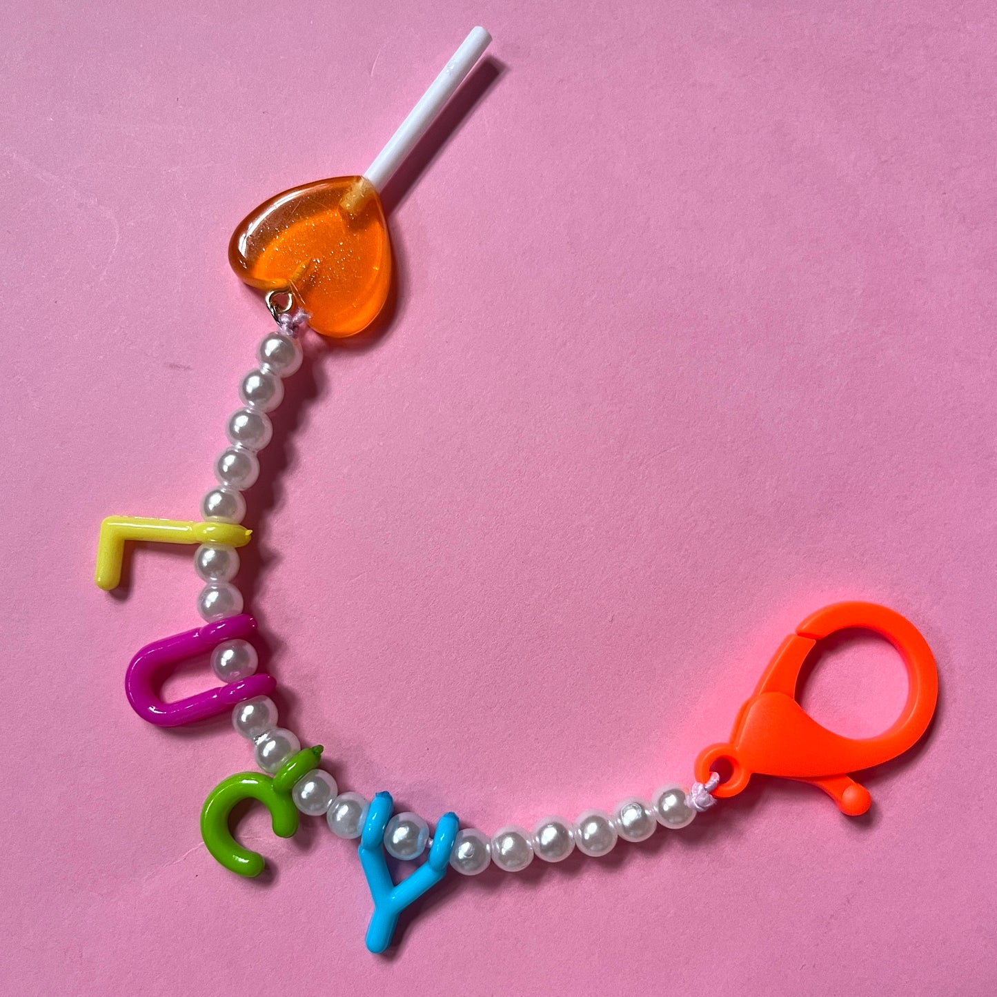 Personalised name Bag charm and keyring lollypop