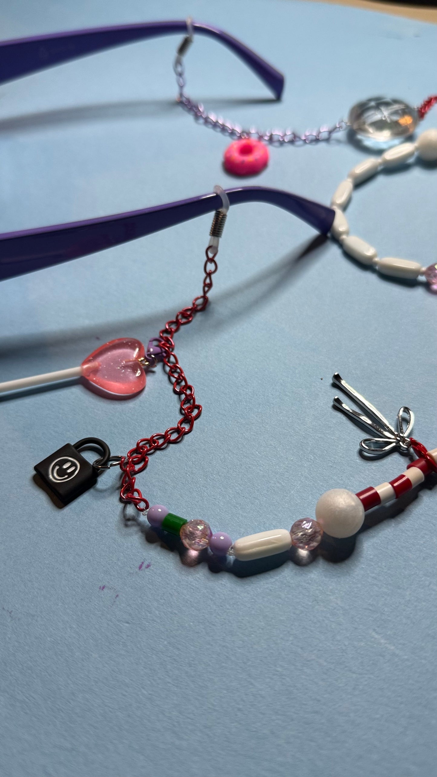Glasses charm chain heart lollypop