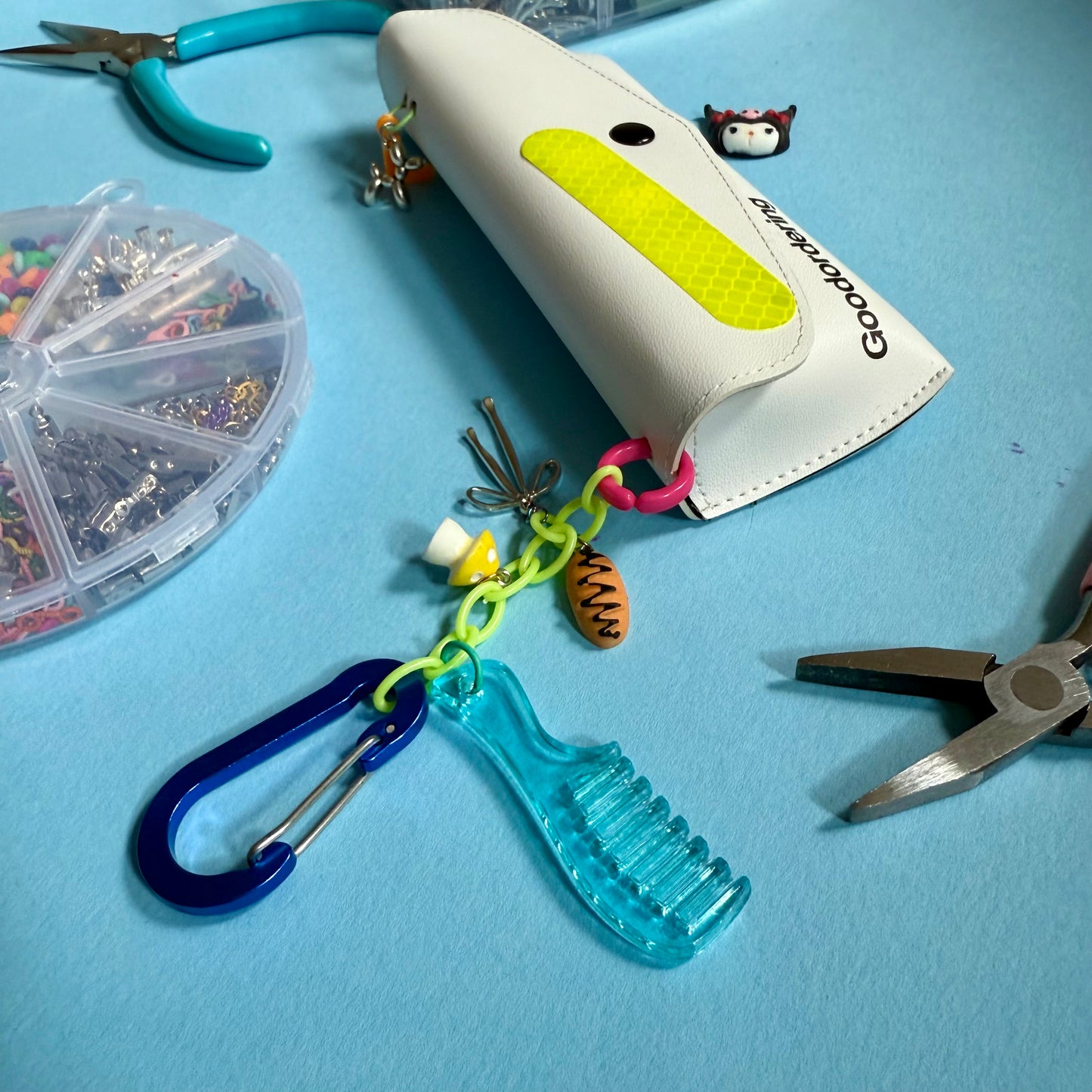 Glasses case bag charm with personalised letter
