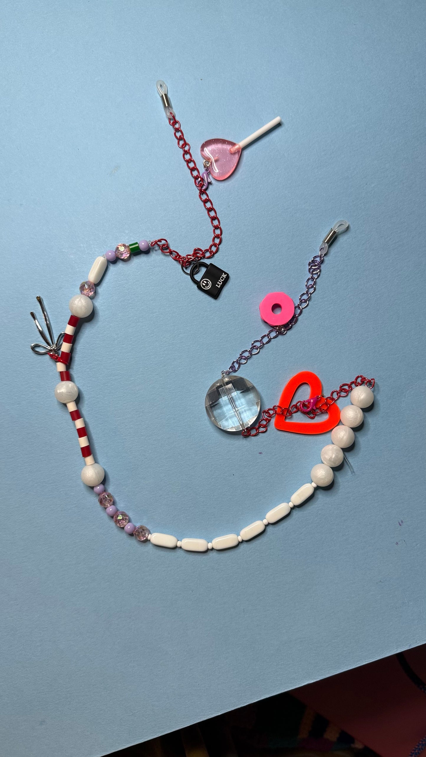 Glasses charm chain heart lollypop