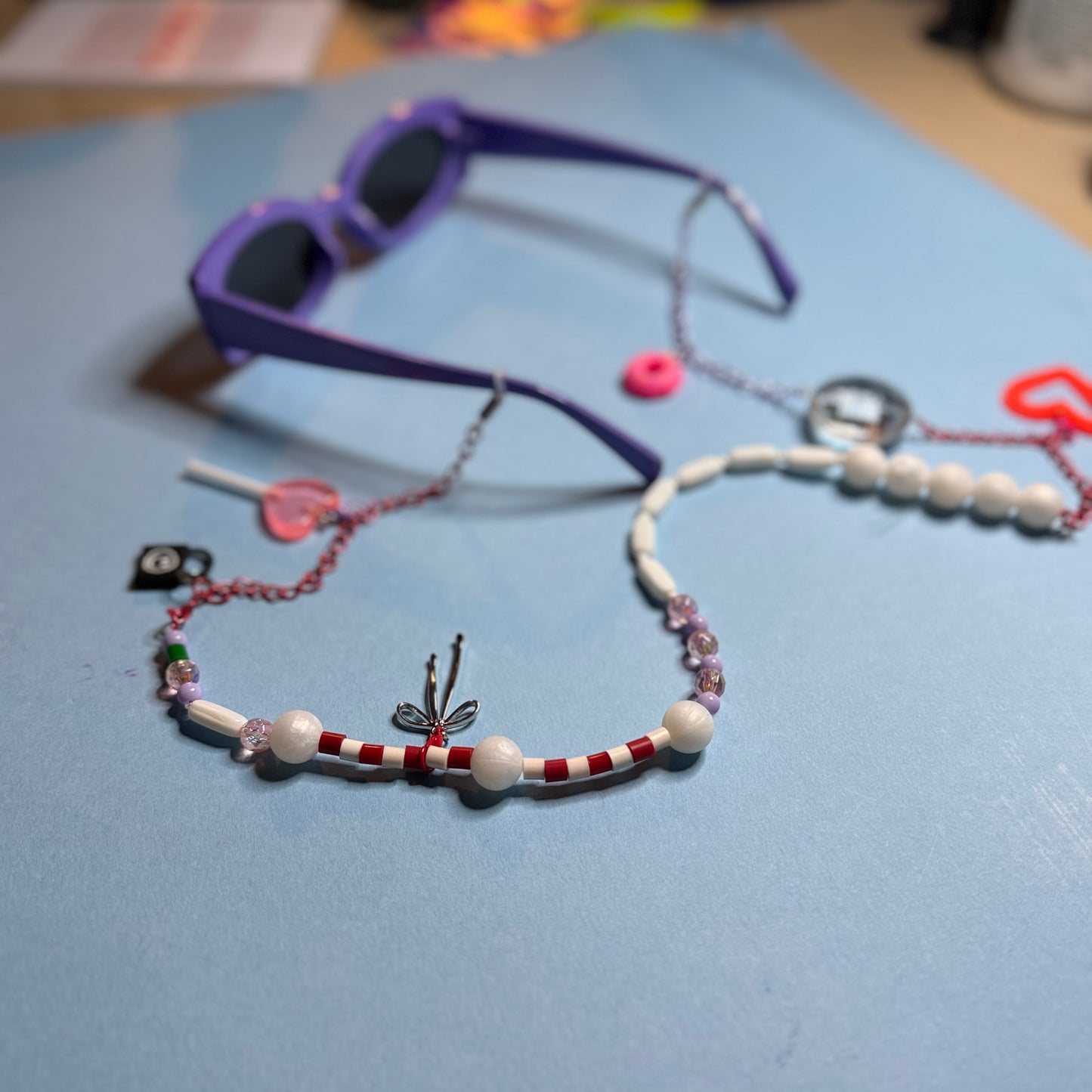 Glasses charm chain heart lollypop