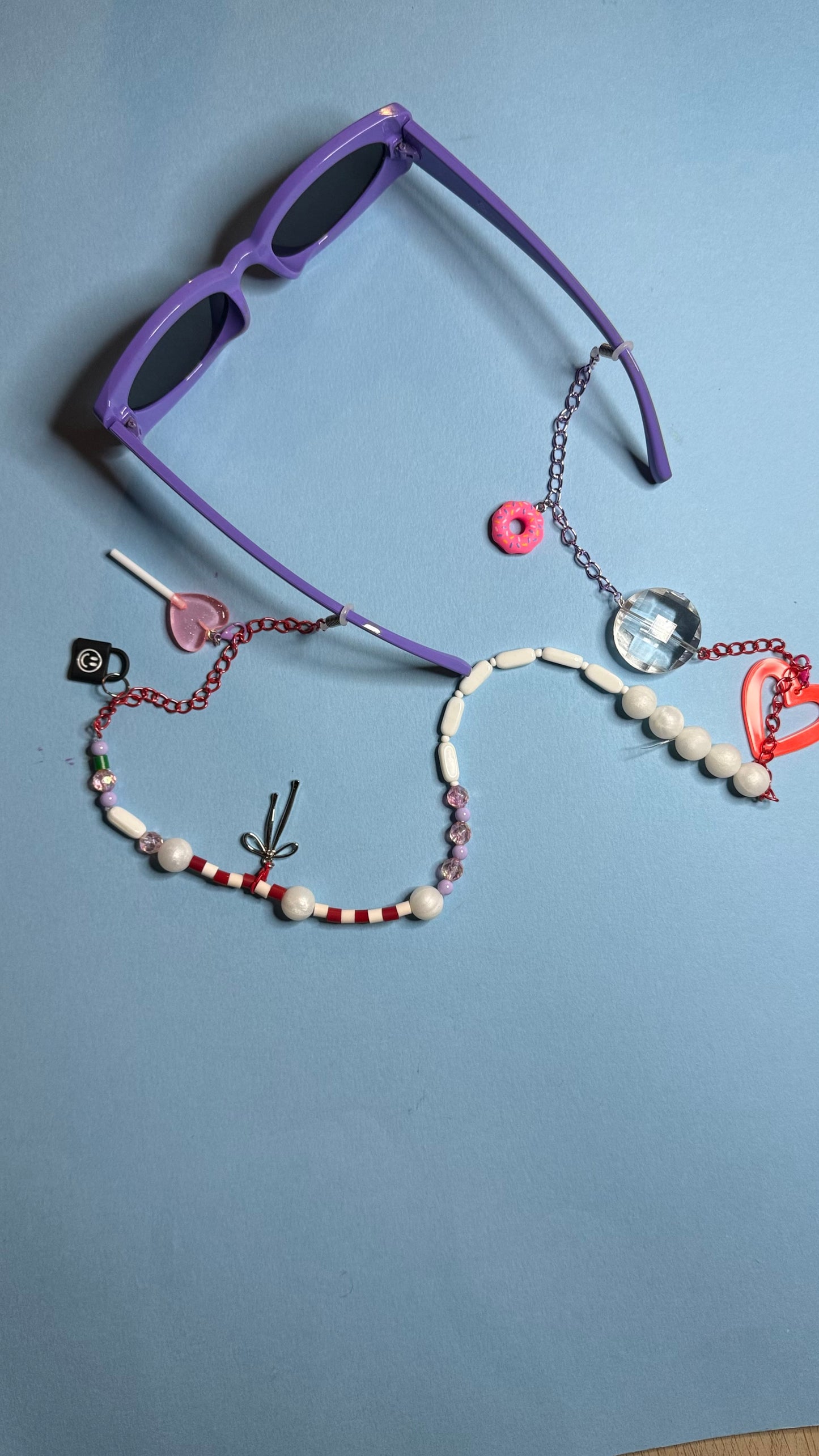 Glasses charm chain heart lollypop