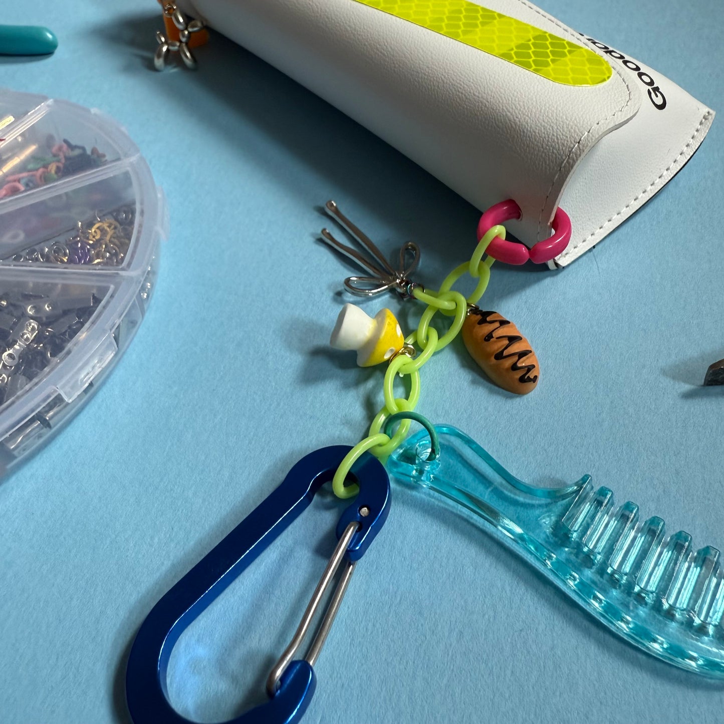 Glasses case bag charm with personalised letter