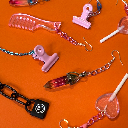 Charm drop chain earrings