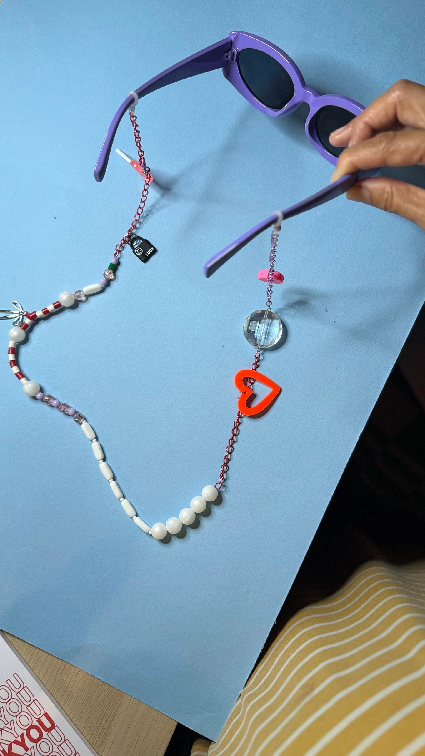 Glasses charm chain heart lollypop