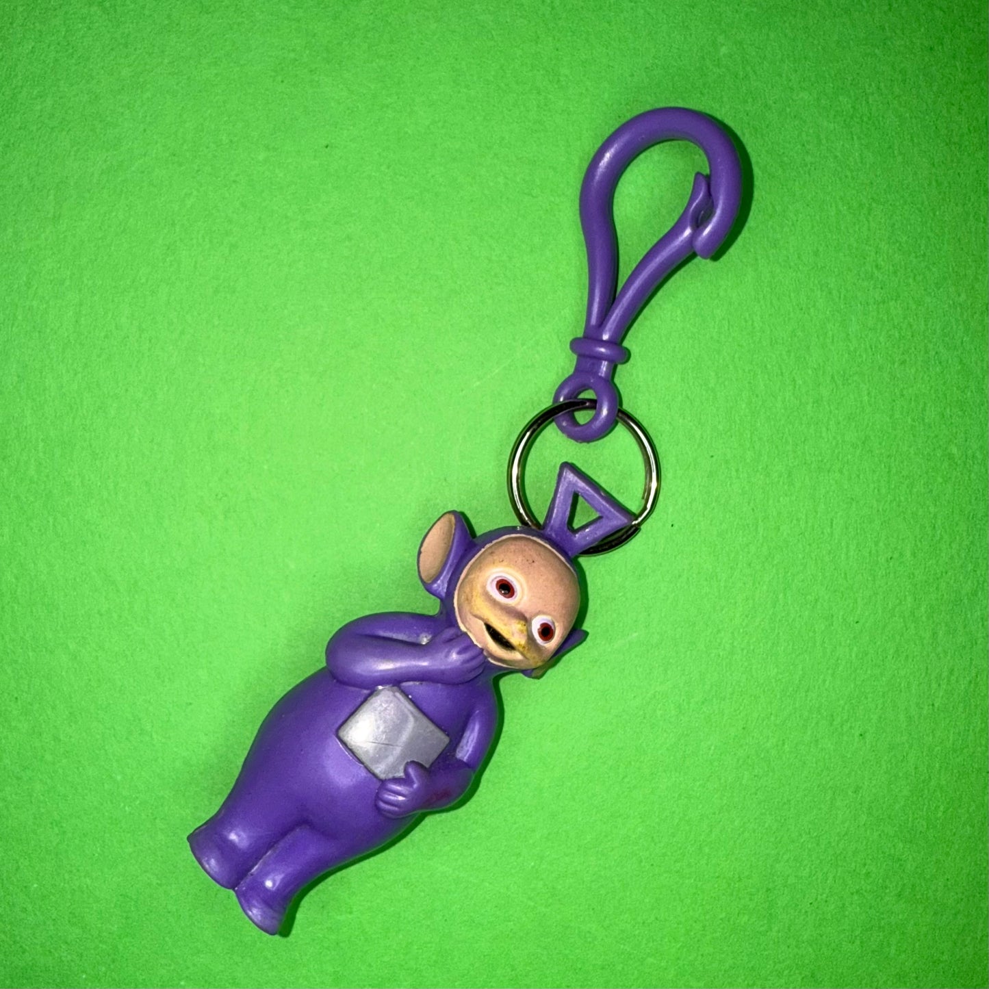 Retro teletubby tinky winky purple keyring