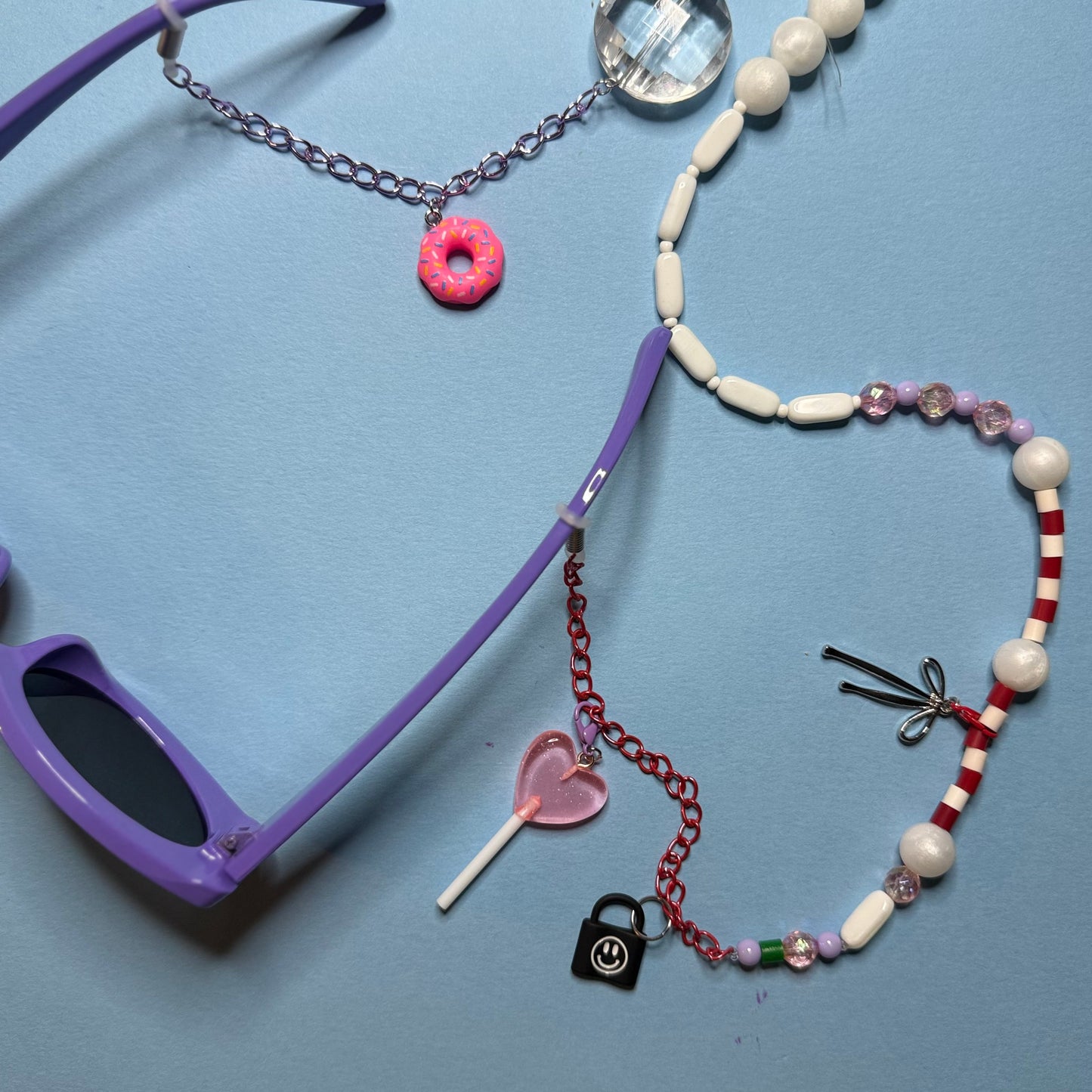 Glasses charm chain heart lollypop
