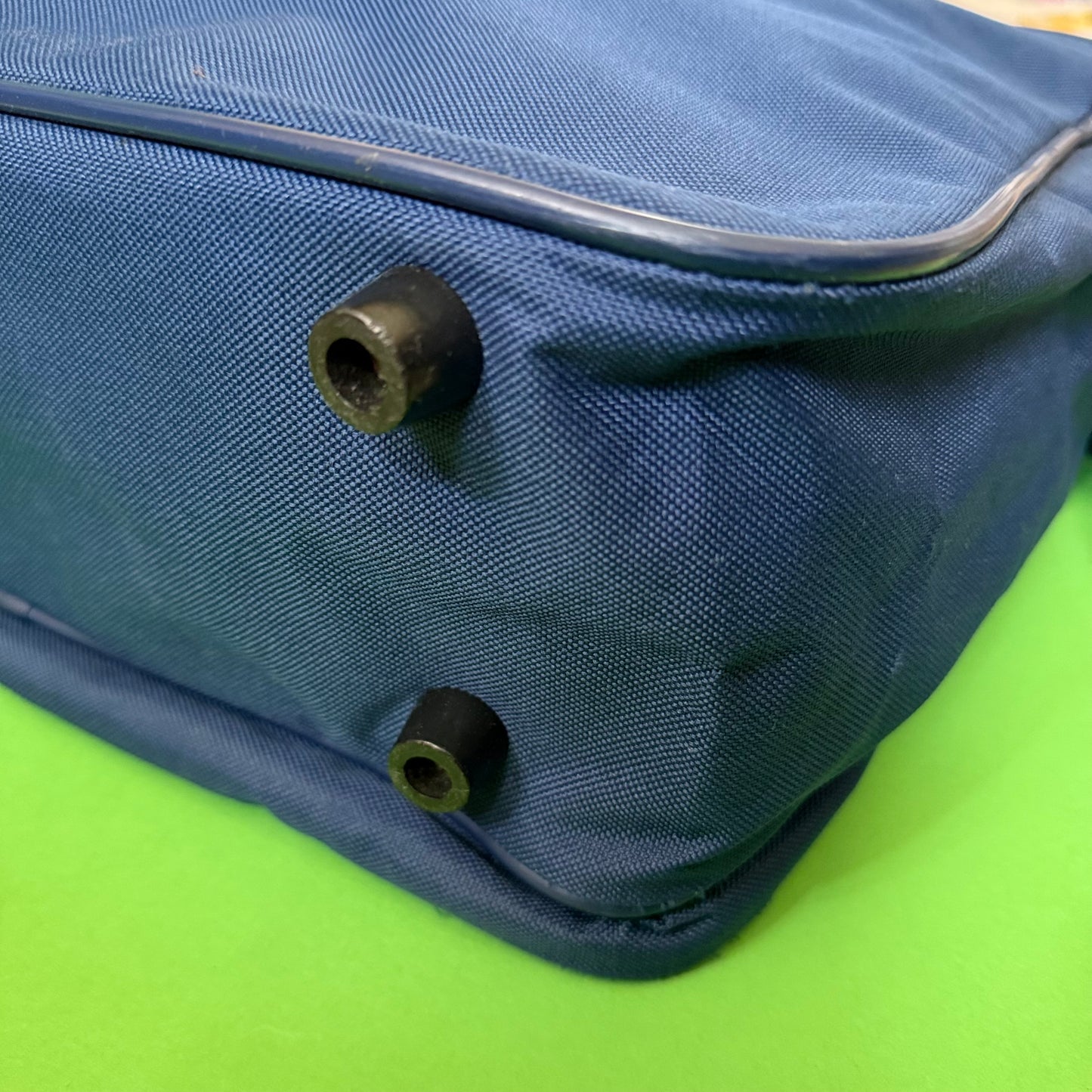 Upcycled vintage 80s travel bag pannier blue