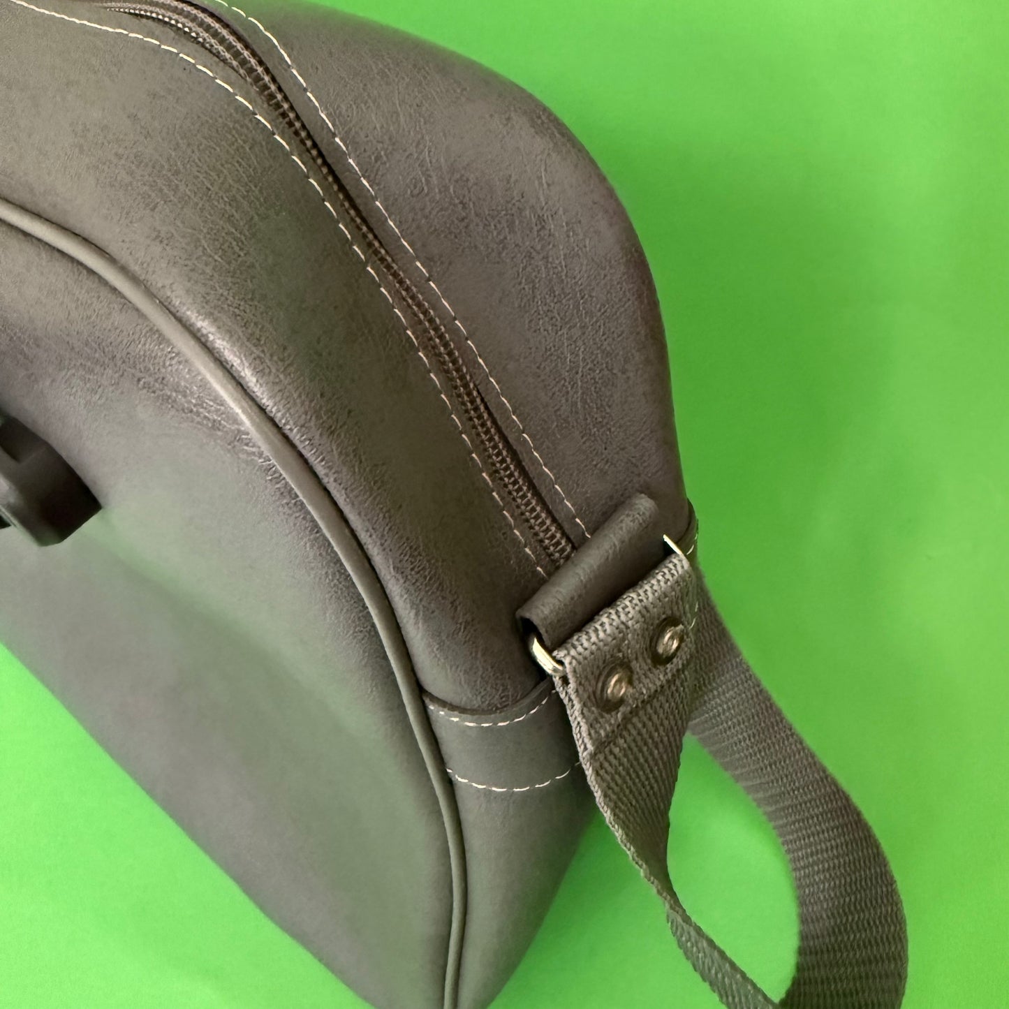 Upcycled vintage 80s travel bag pannier gray