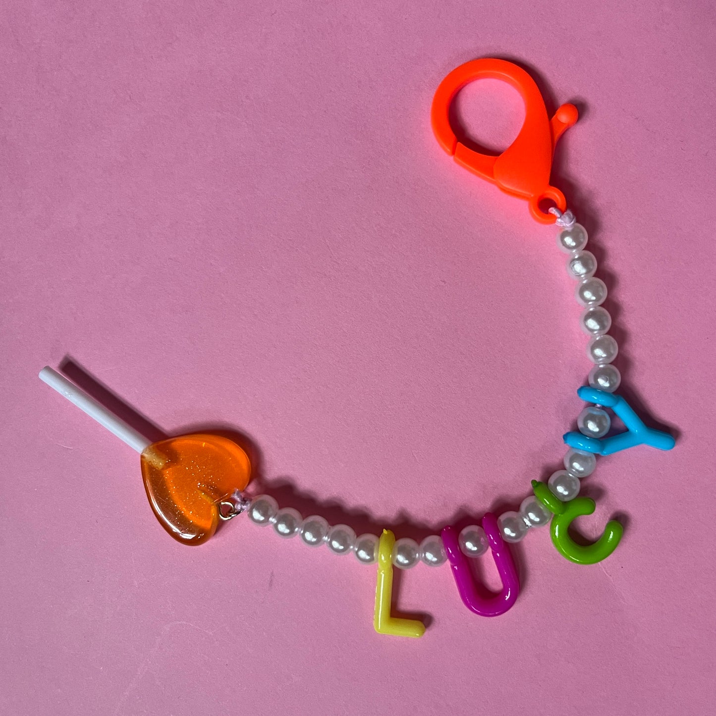 Personalised name Bag charm and keyring lollypop