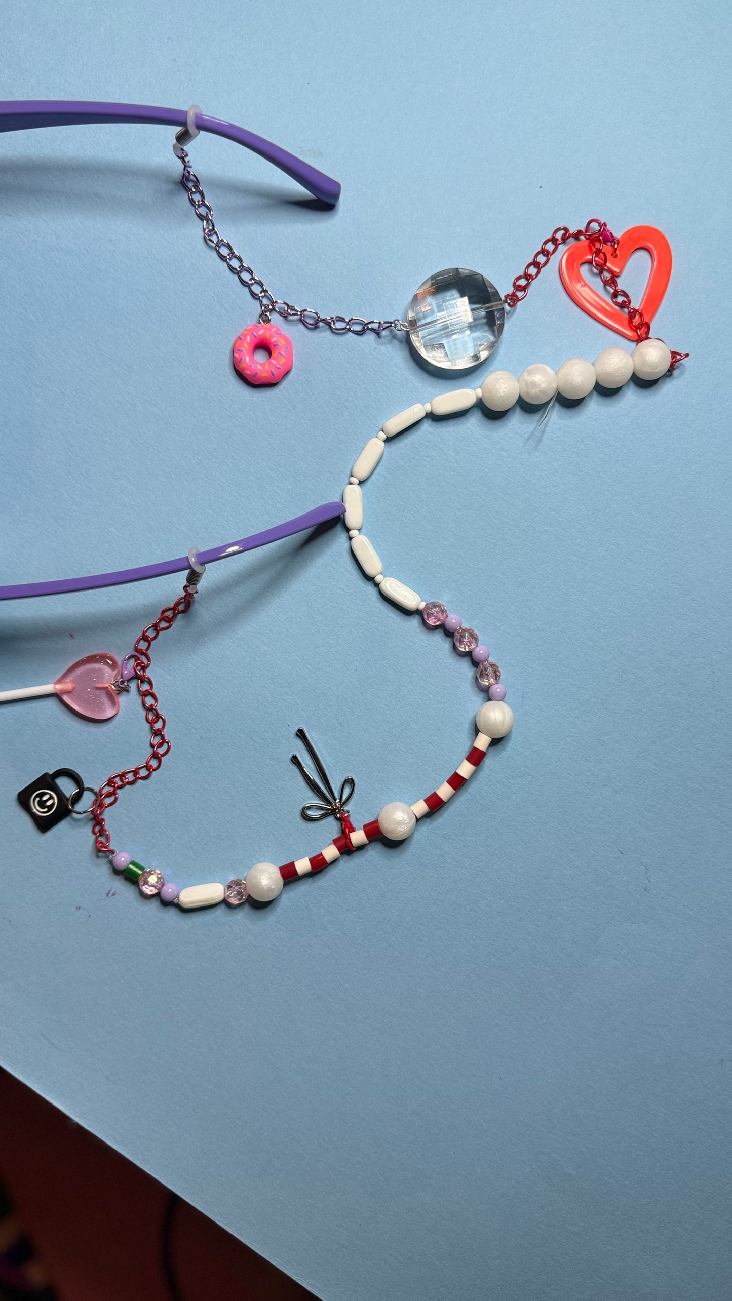 Glasses charm chain heart lollypop