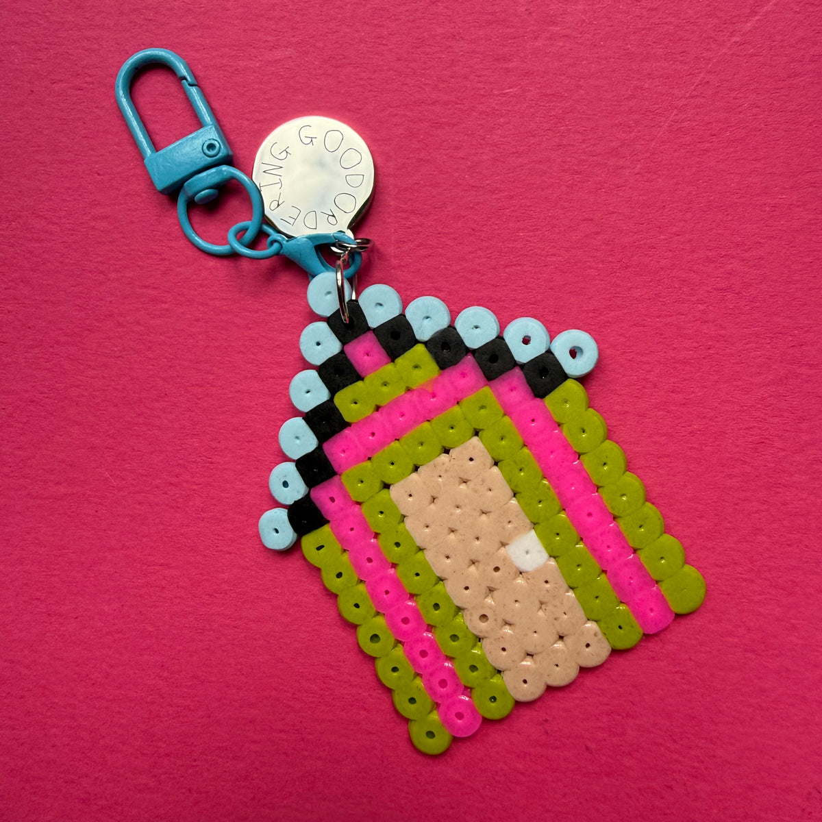 Hama bead beach hut keyring
