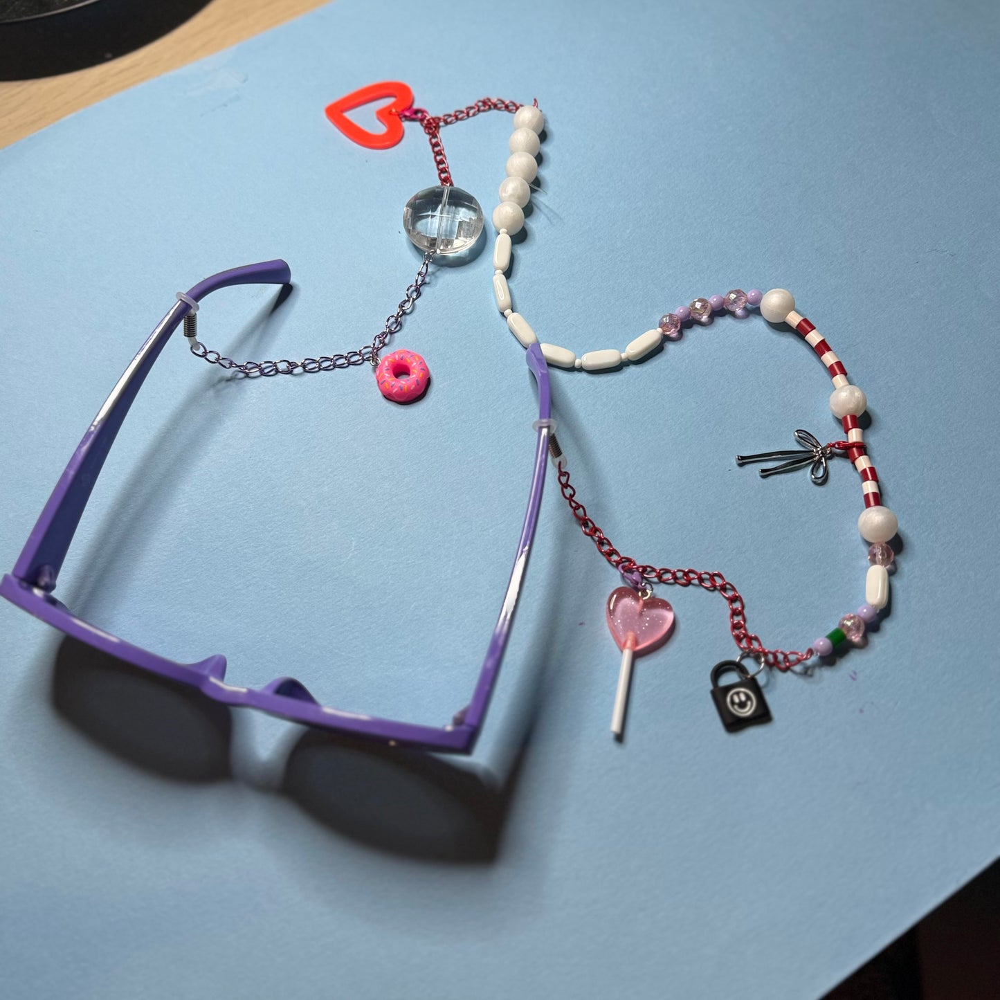Glasses charm chain heart lollypop