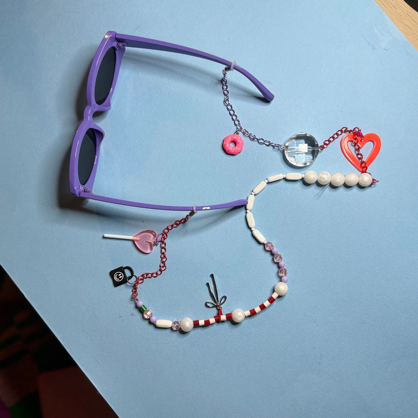 Glasses charm chain heart lollypop