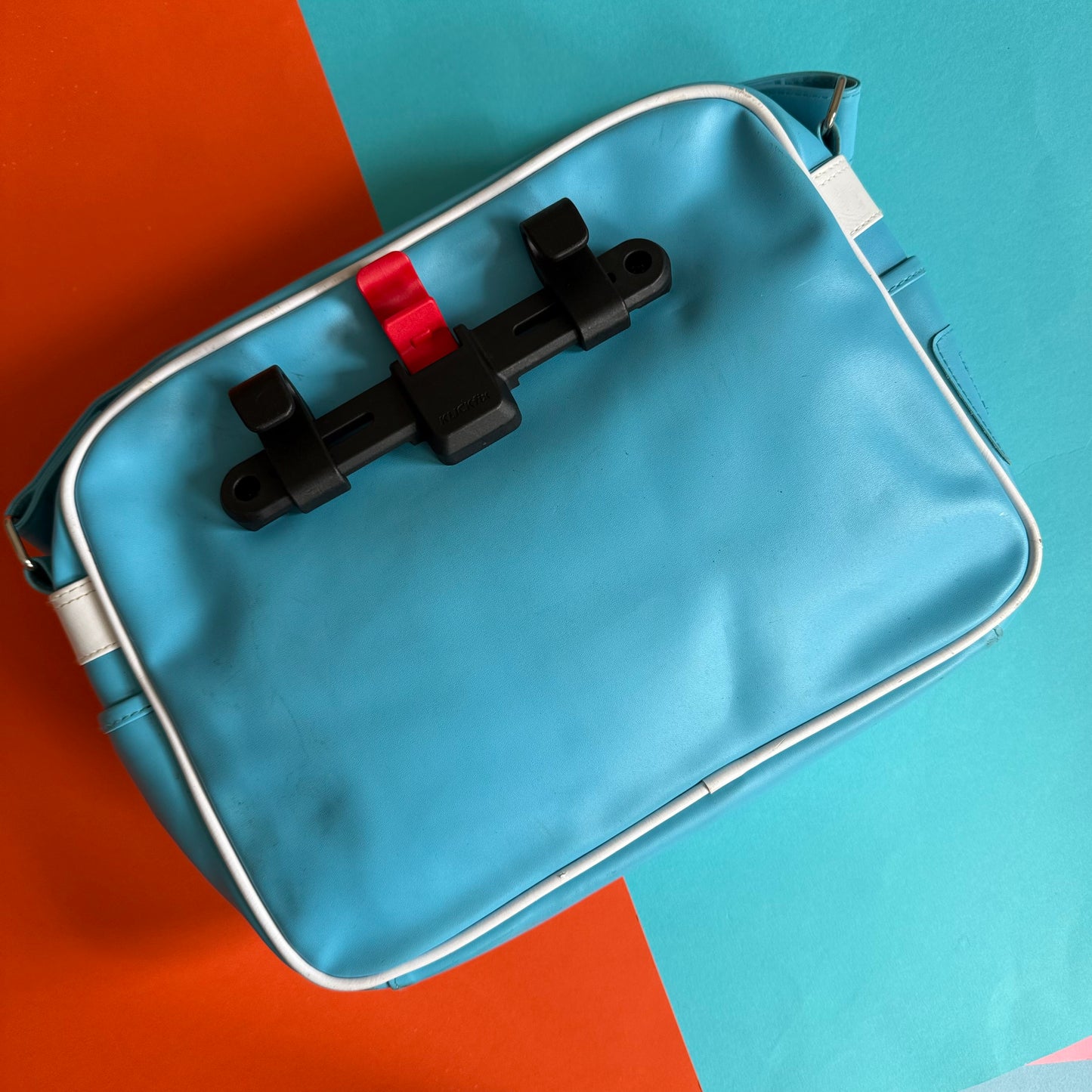 Upcycled Gola Bicycle Pannier tote bag blue