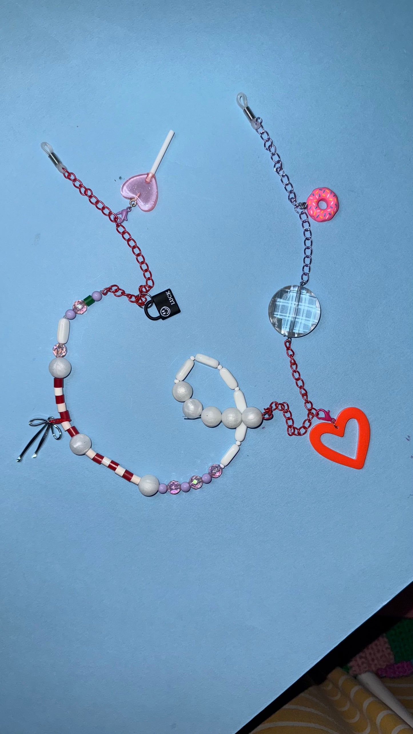 Glasses charm chain heart lollypop