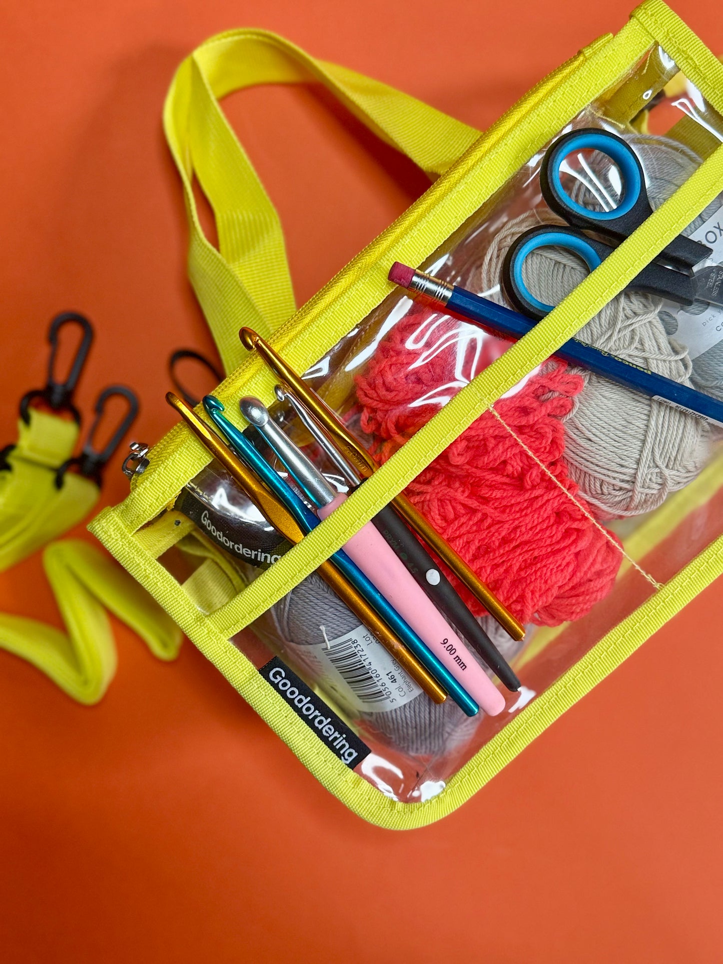Stadium Bag / organiser transparent neon yellow concert clear bag