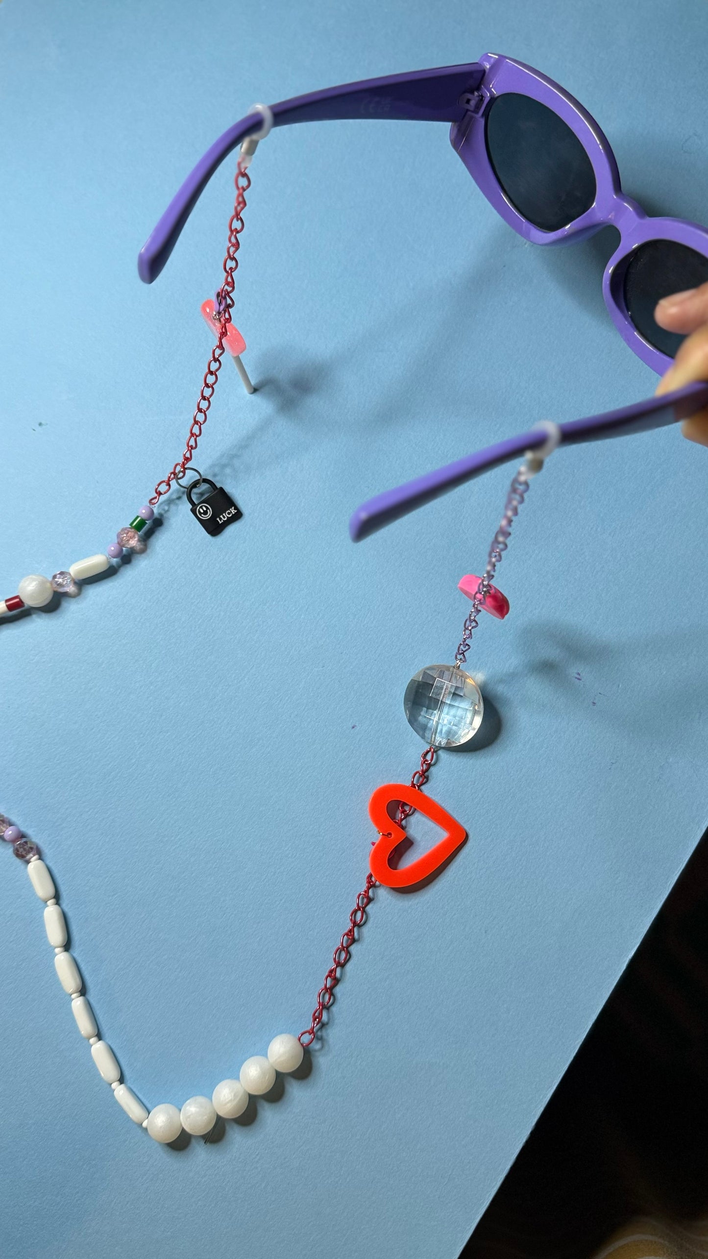 Glasses charm chain heart lollypop