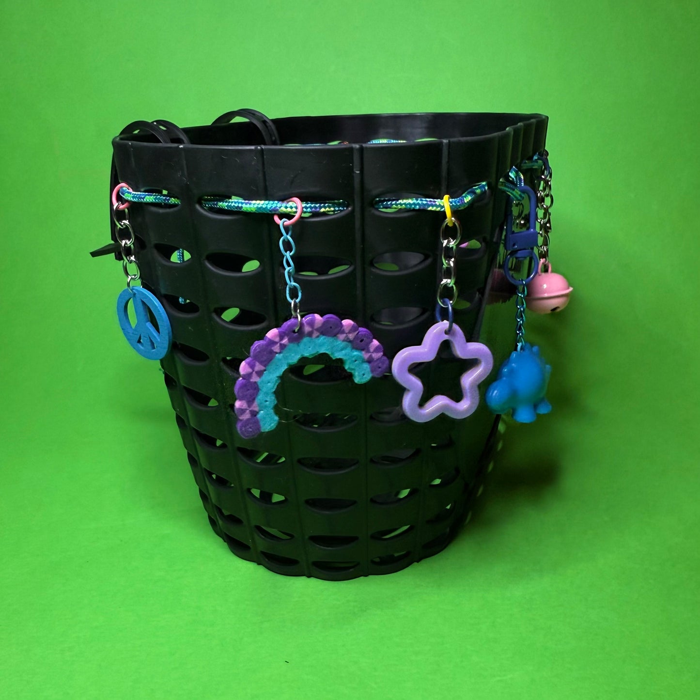 Plastic kids charm bike or scooter basket blue