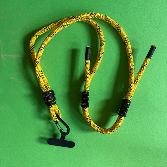 Thick Cord Phone strap lanyard black & yellow