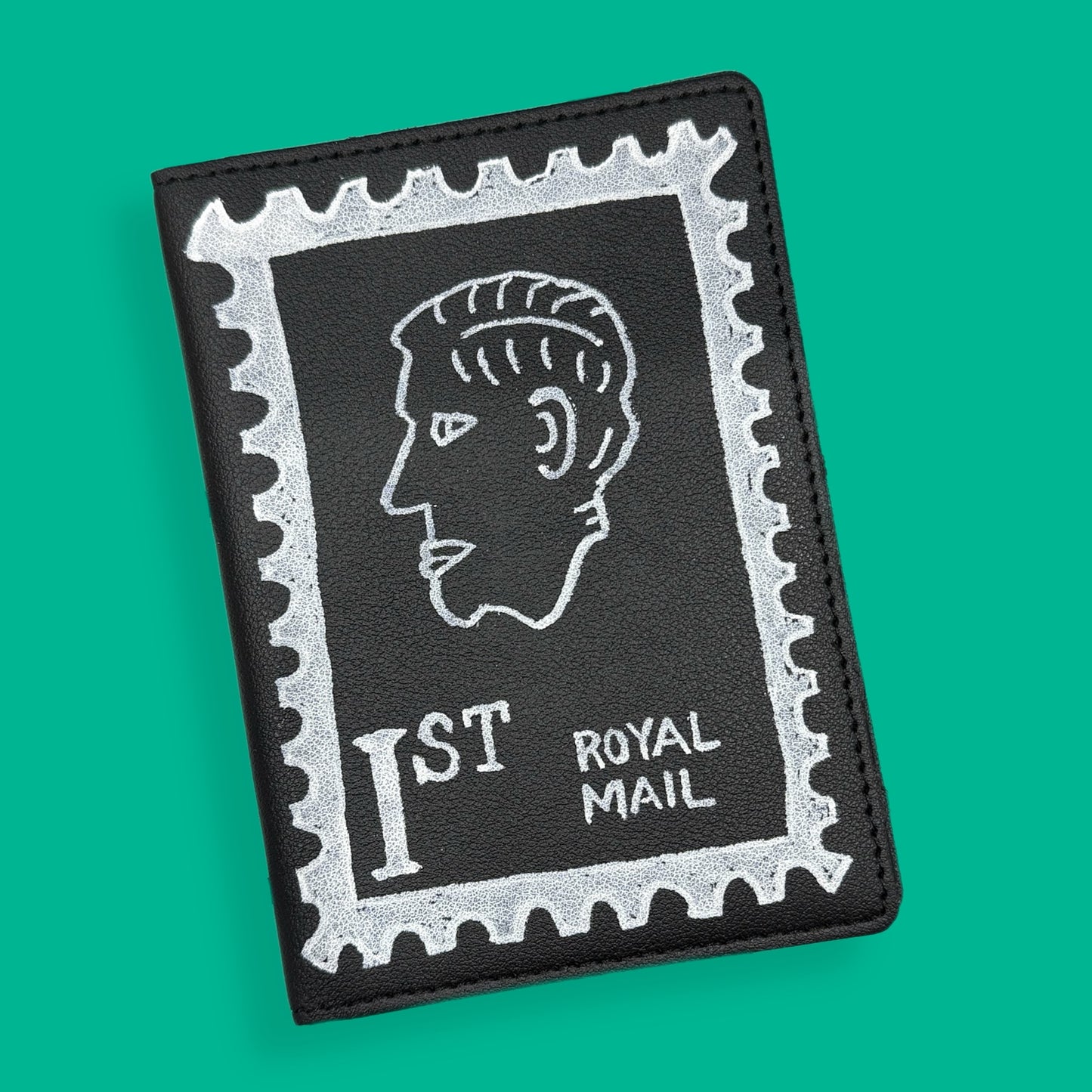 Passport holder faux leather Stamp