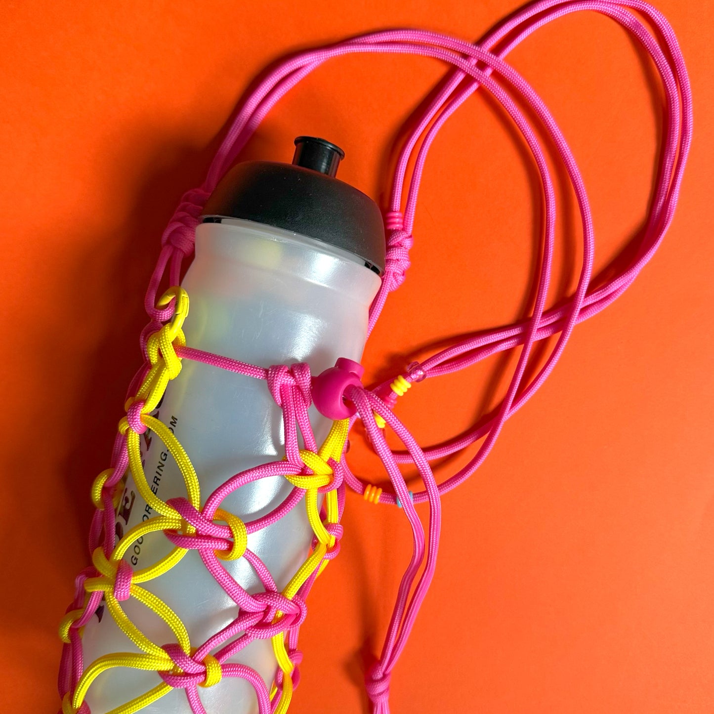 Macrame para cord bottle bag pink yellow