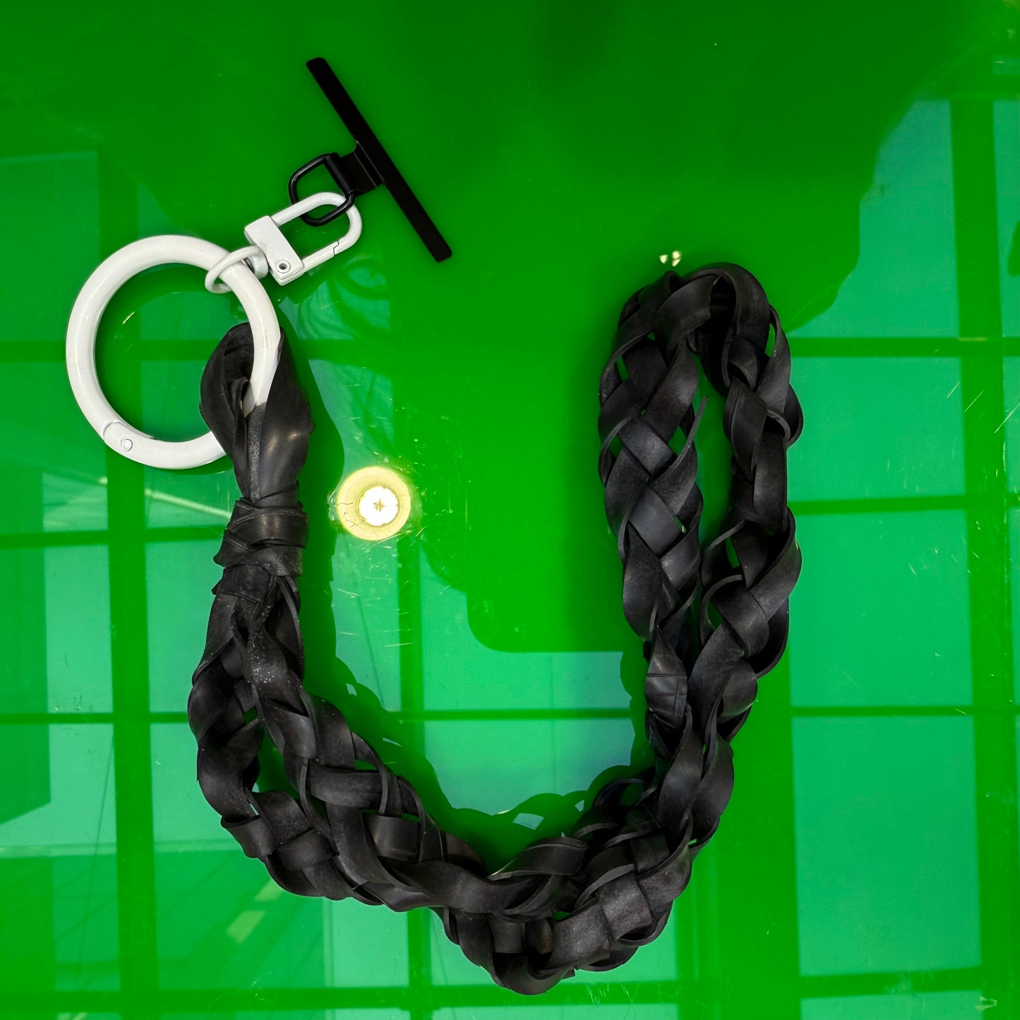 Upcycled inner tube keyrings