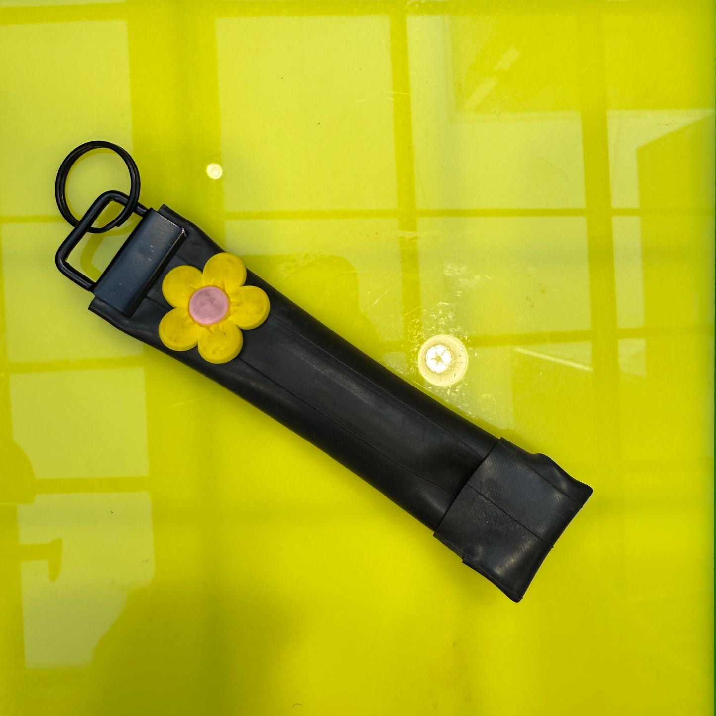 Upcycled inner tube keyrings