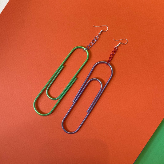 Oversized paperclip drop earrings