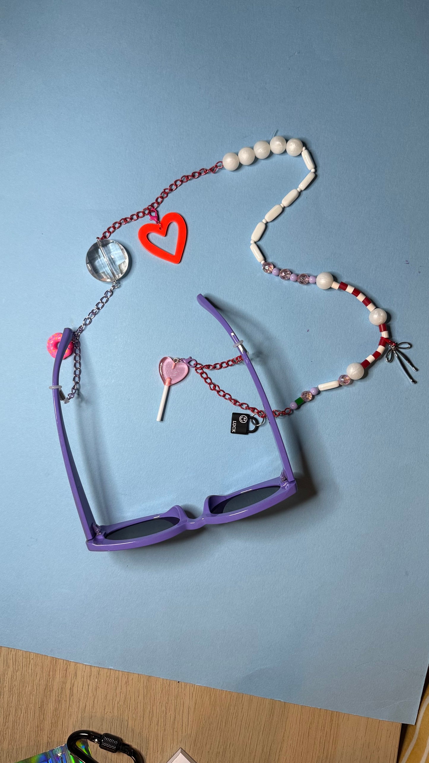 Glasses charm chain heart lollypop