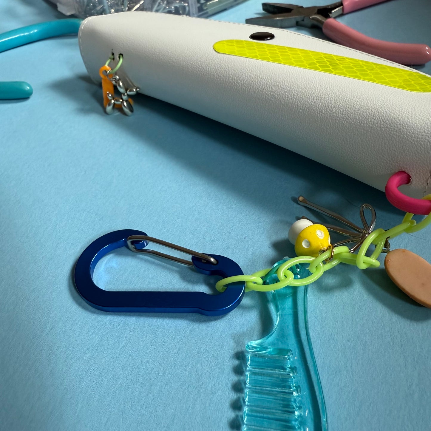 Glasses case bag charm with personalised letter