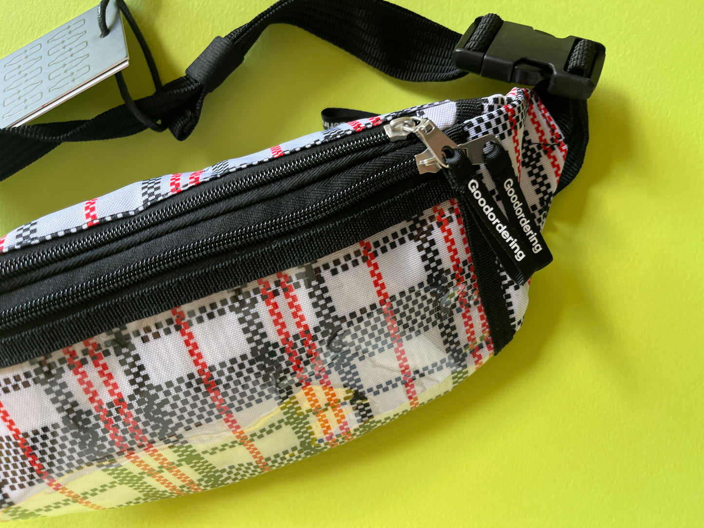 Goodordering tartan checked plaid bum bag anti-theft