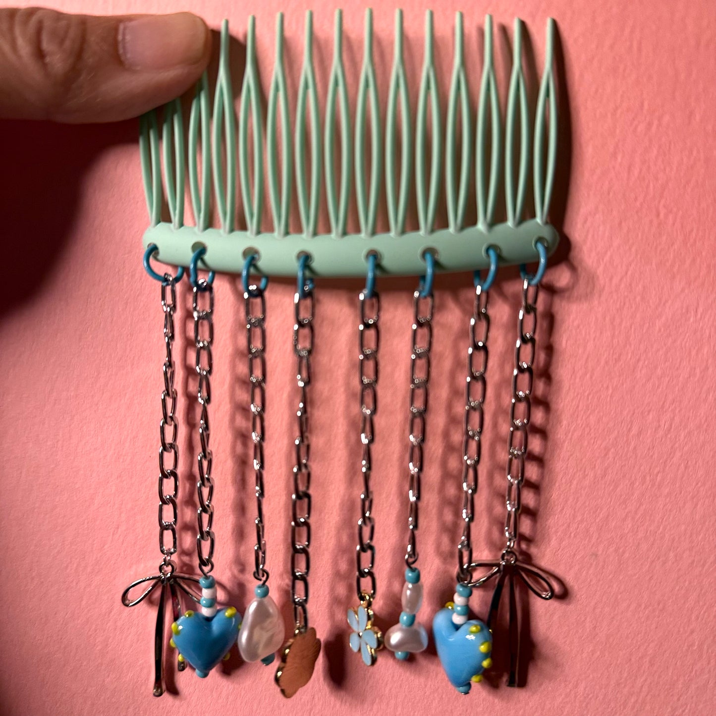 Hair comb with chain charms