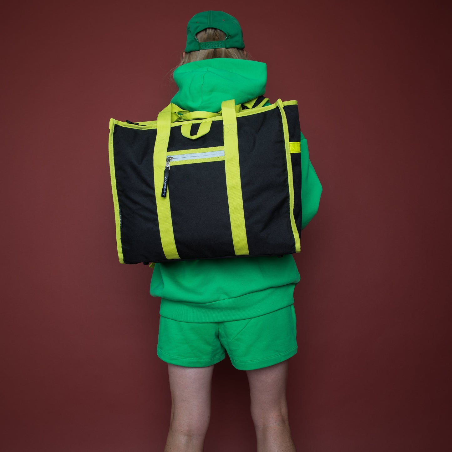 Neon tote backpack pannier with Kompakt rail hardware