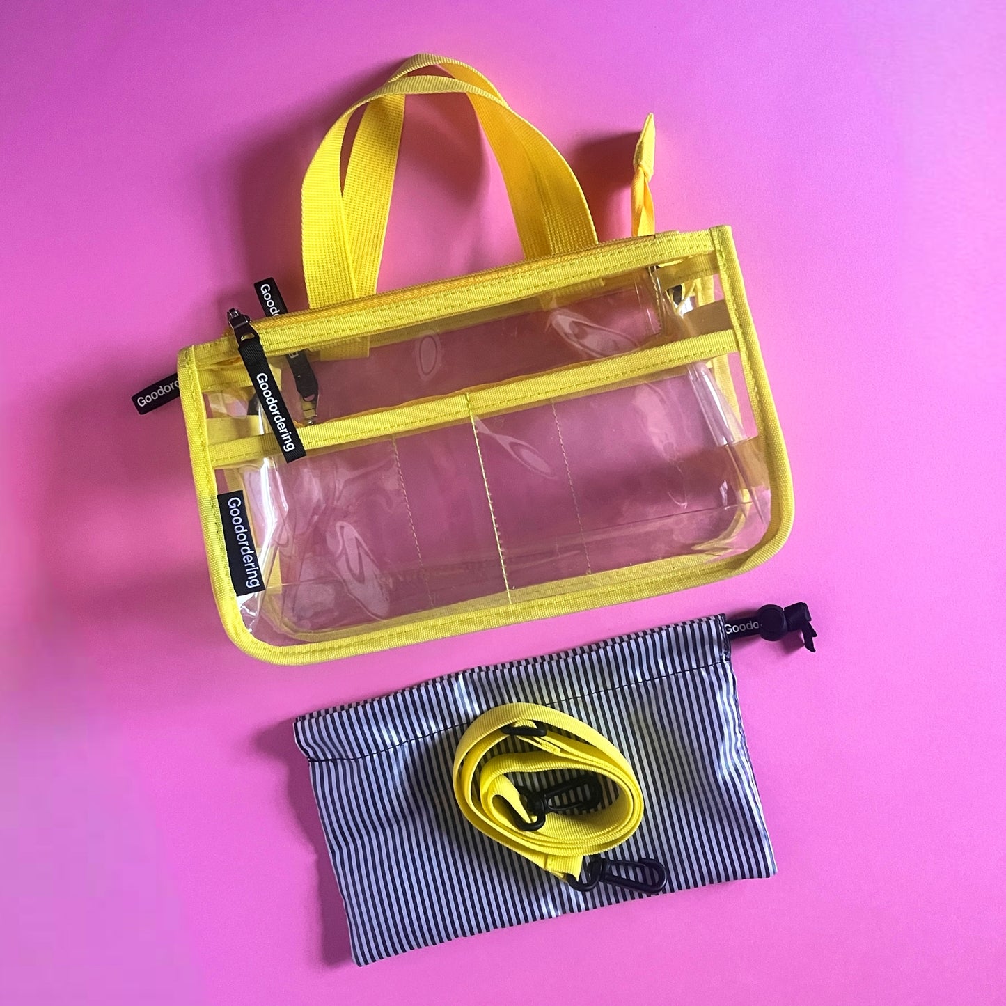 Stadium Bag / organiser transparent neon yellow concert clear bag