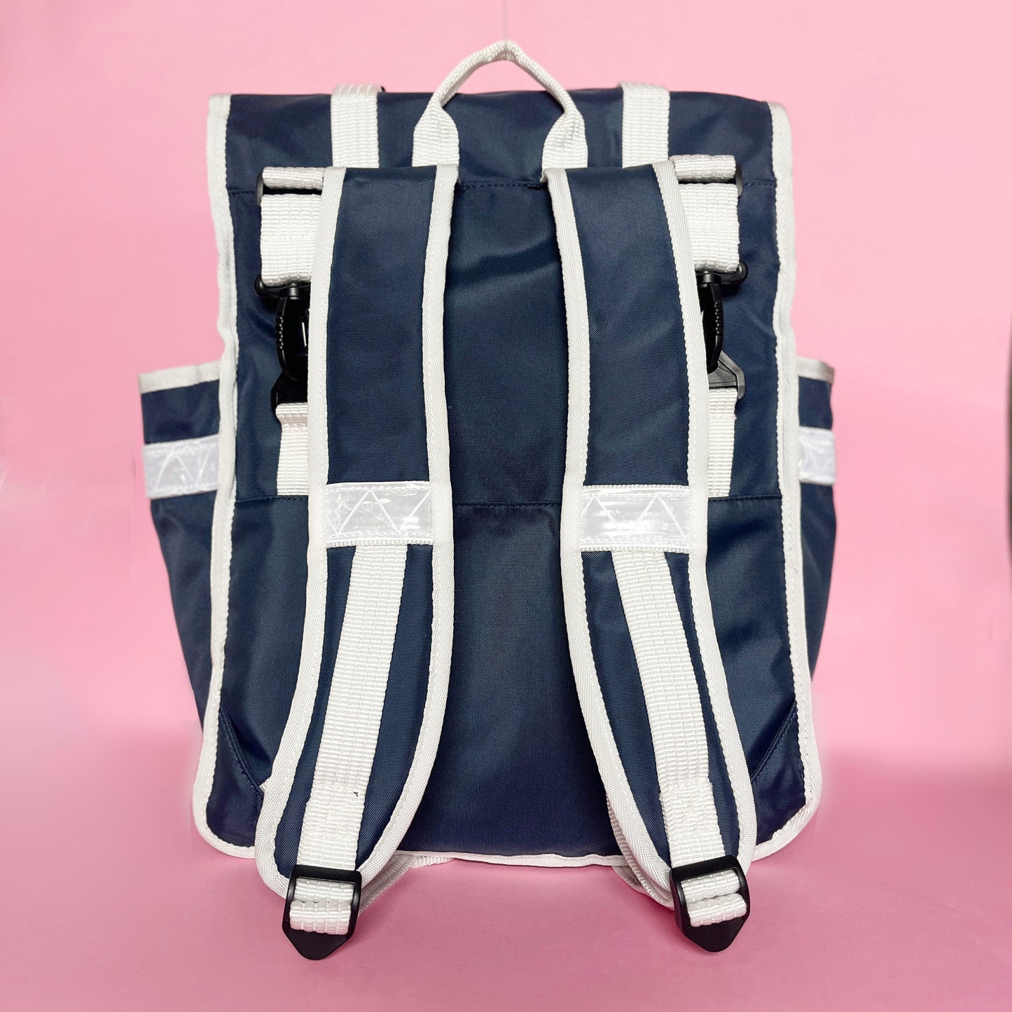 Navy Blue White Rolltop backpack Pannier Eco