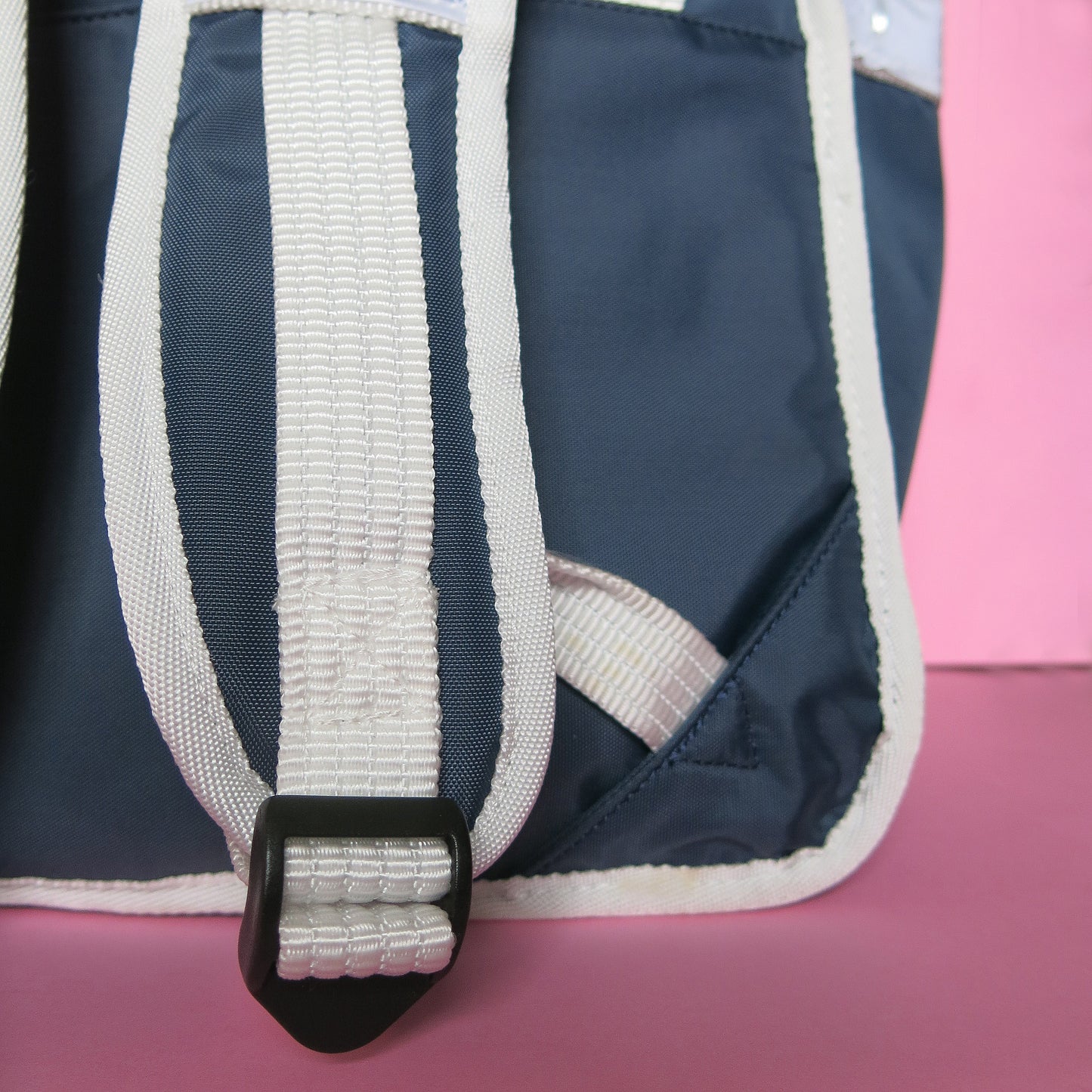 Navy Blue White Rolltop backpack Pannier Eco