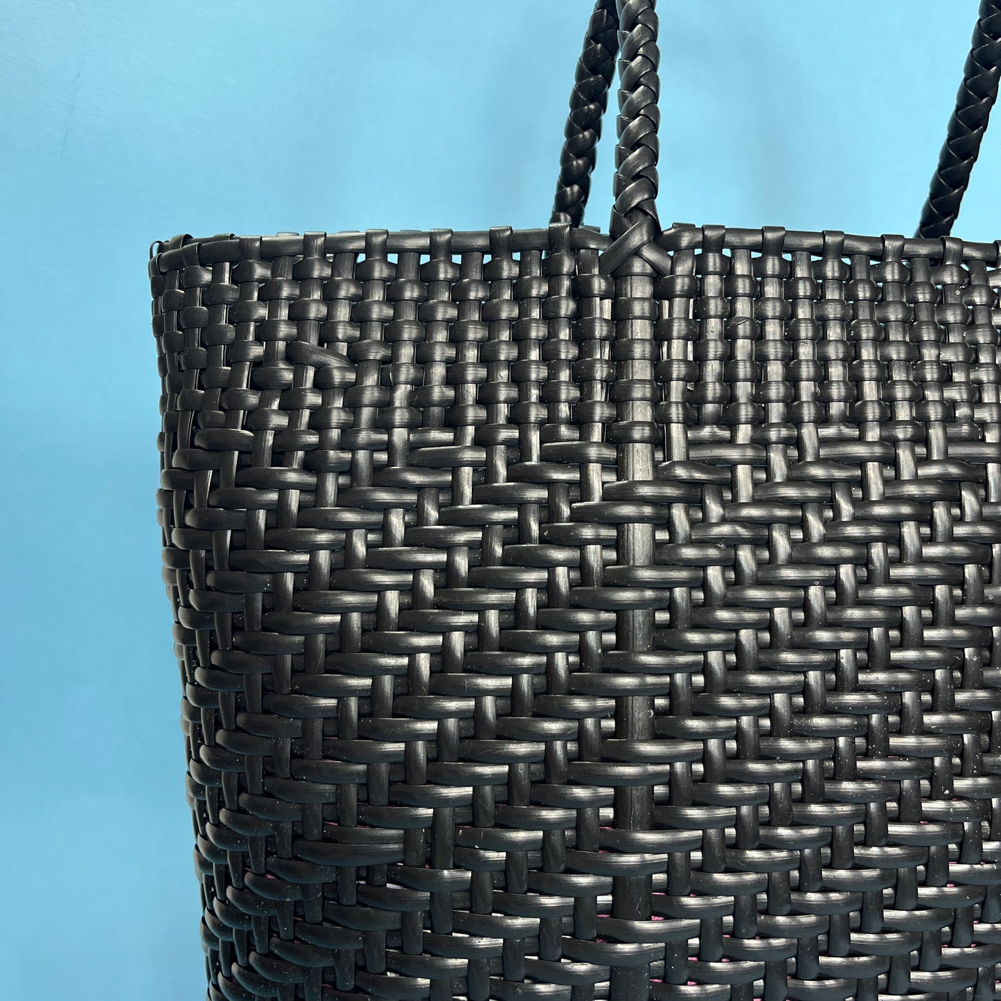 Goodordering woven basket pannier bag bike bag black