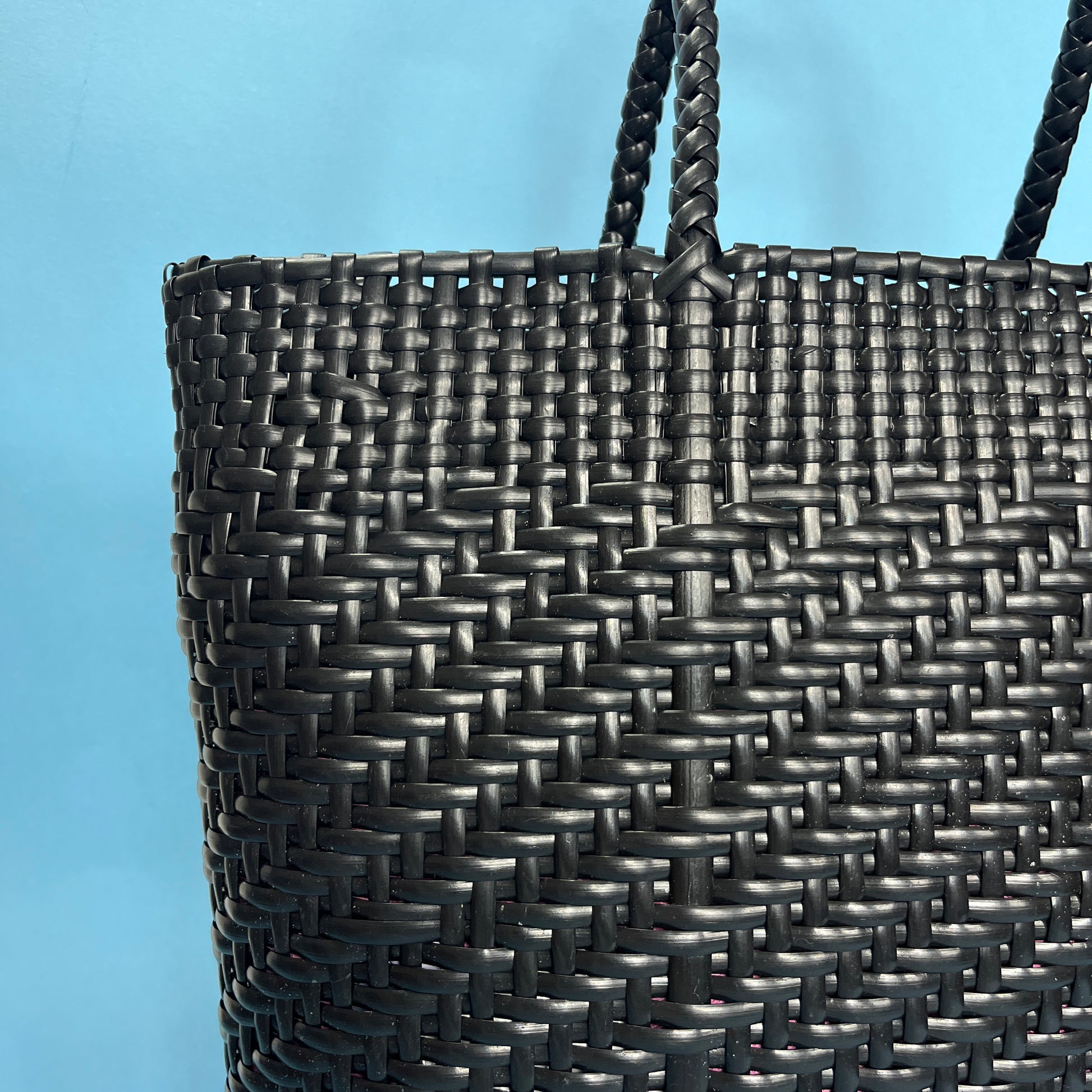 Goodordering woven basket pannier bag bike bag black