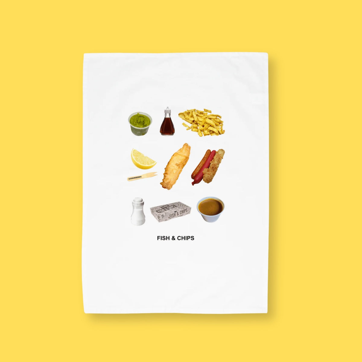 Fish & Chips organic cotton Tea Towel