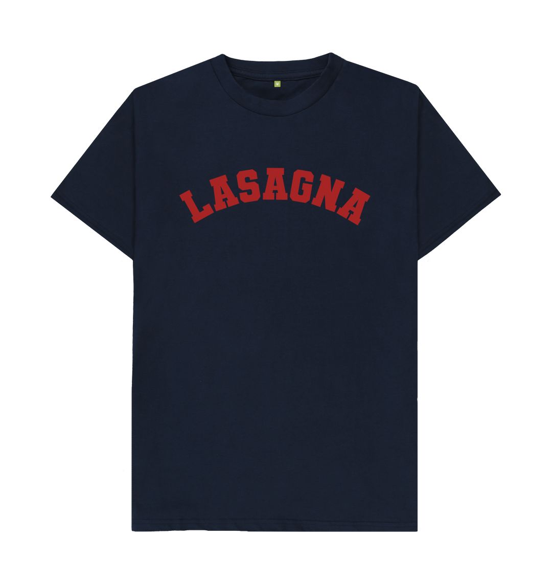 Navy Blue Lasagna varsity t-shirt