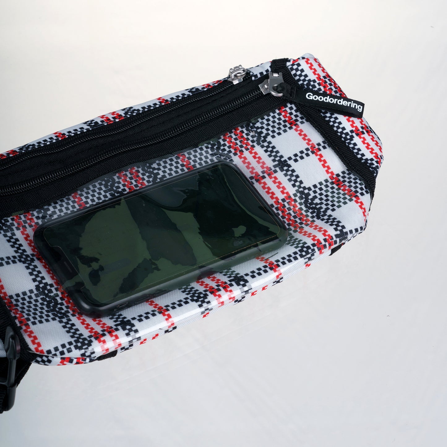 back view Goodordering tartan checked plaid bum bag anti-theft