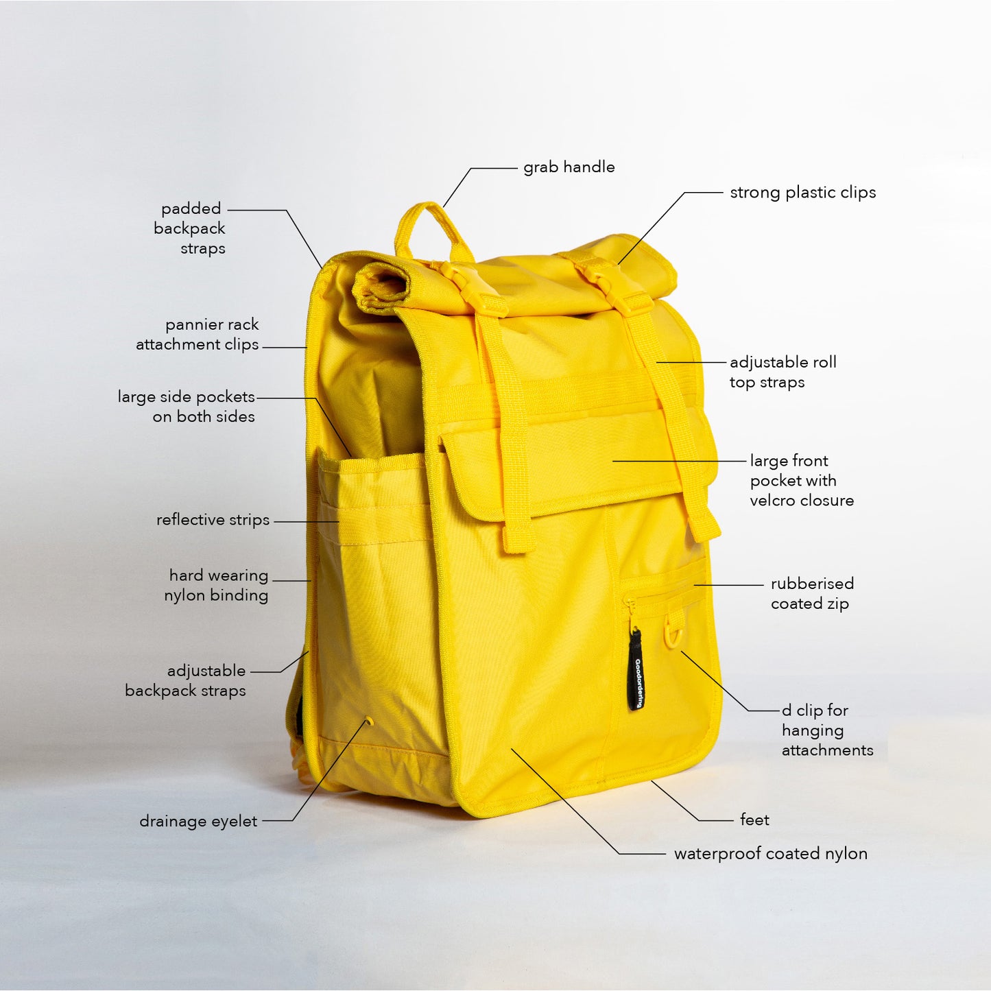 Monochrome Rolltop Backpack Pannier Yellow 2.0