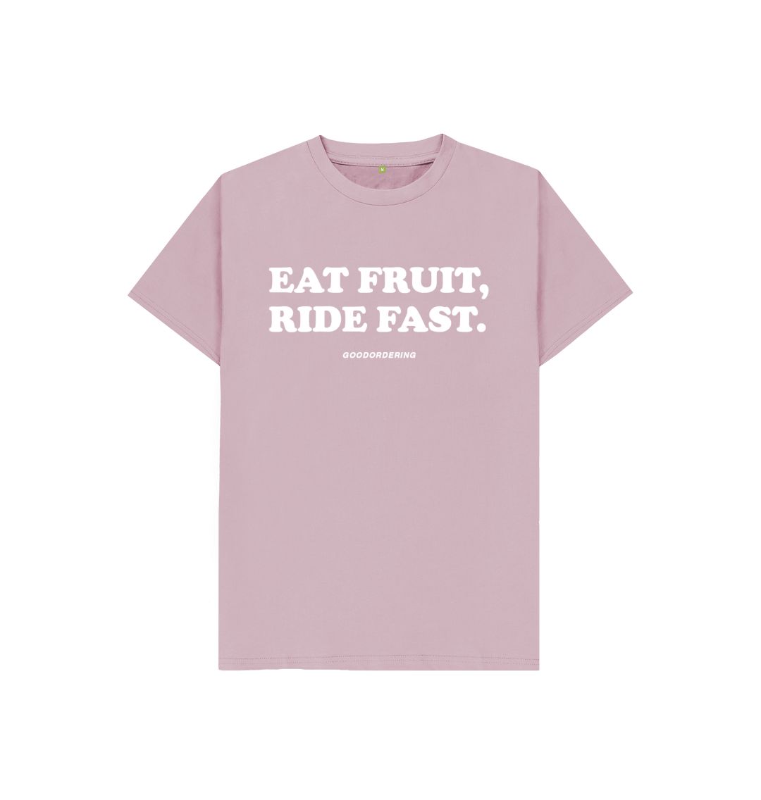 Mauve Kids unisex Eat Fruit, Ride Fast T-shirt