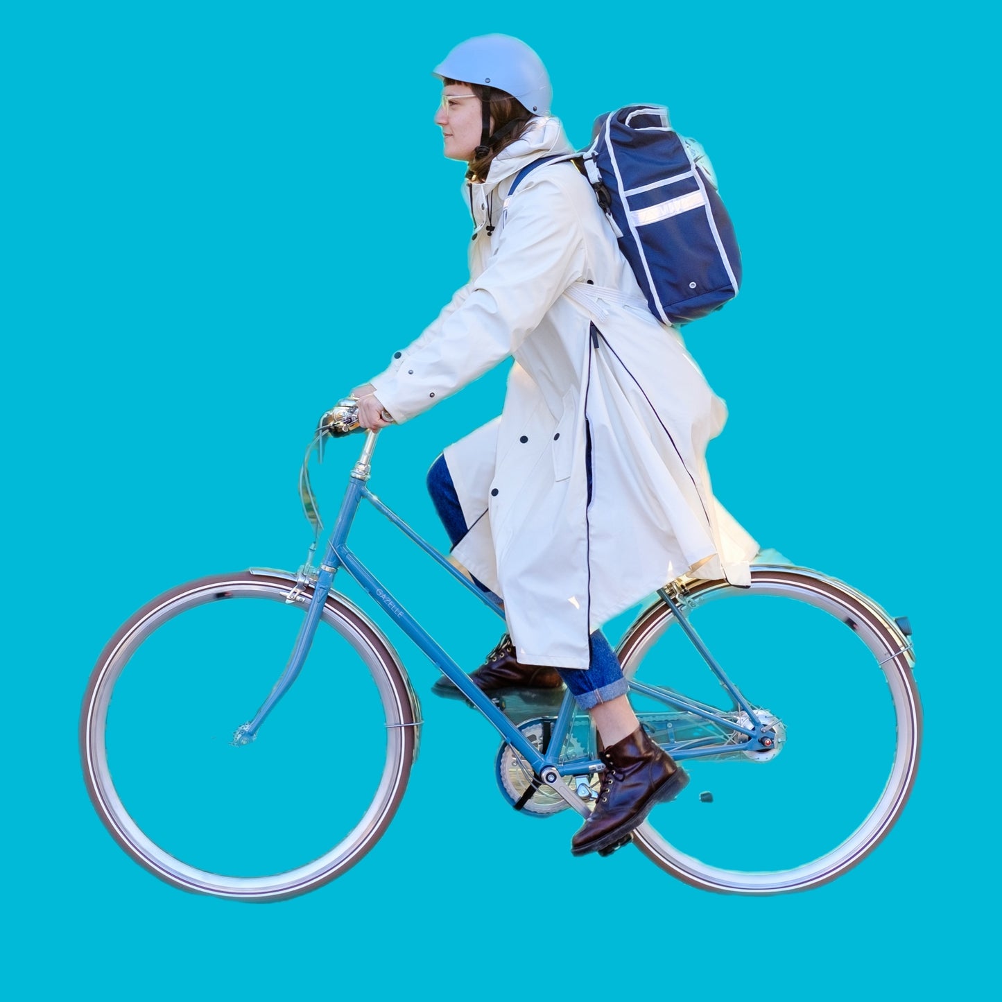 Navy Blue White Rolltop backpack Pannier Eco