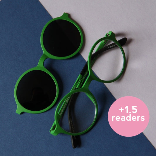 Green magnetic glasses & sunglasses in one