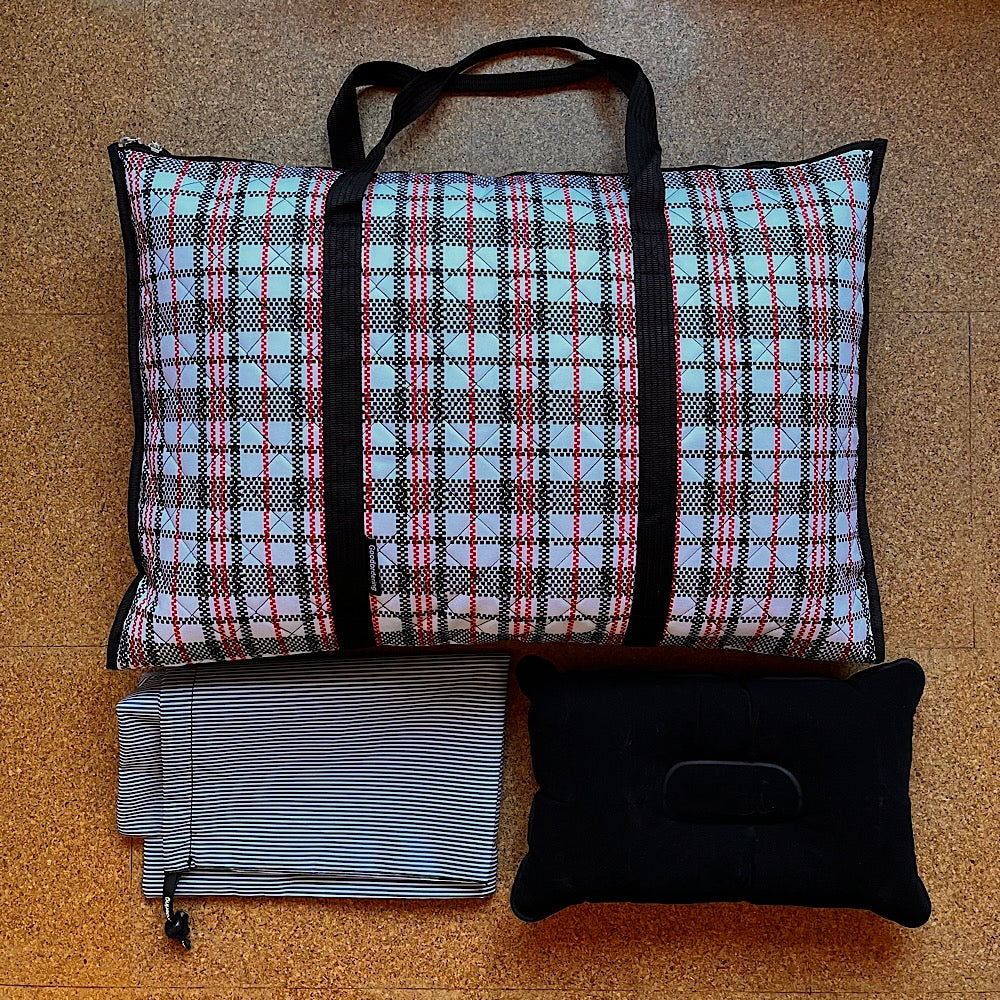 Eco Tartan “Billow” bag pillow pannier checkered plaid laundry portfolio bag